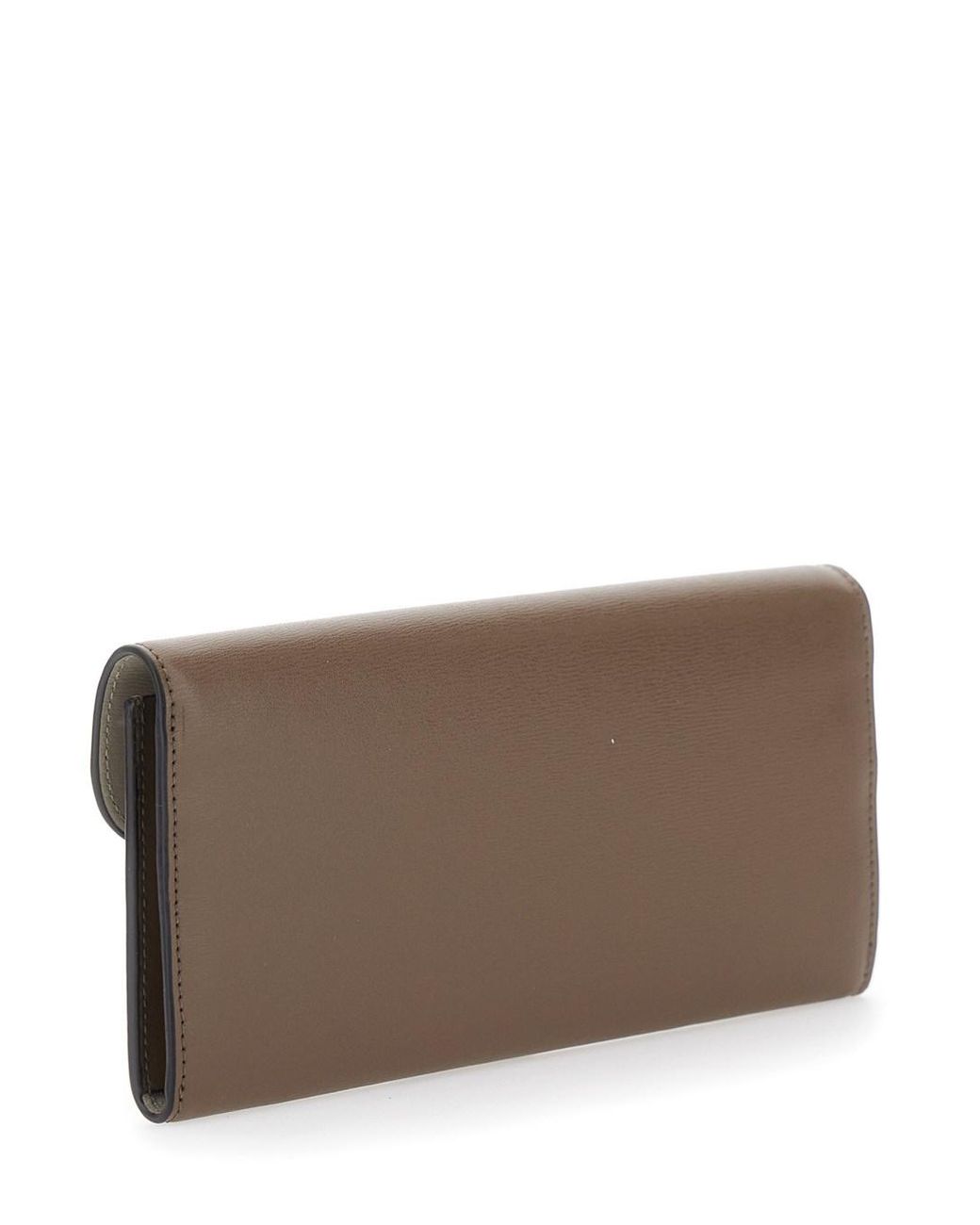 Totême Brown Leather Wallet With T-Lock Closure