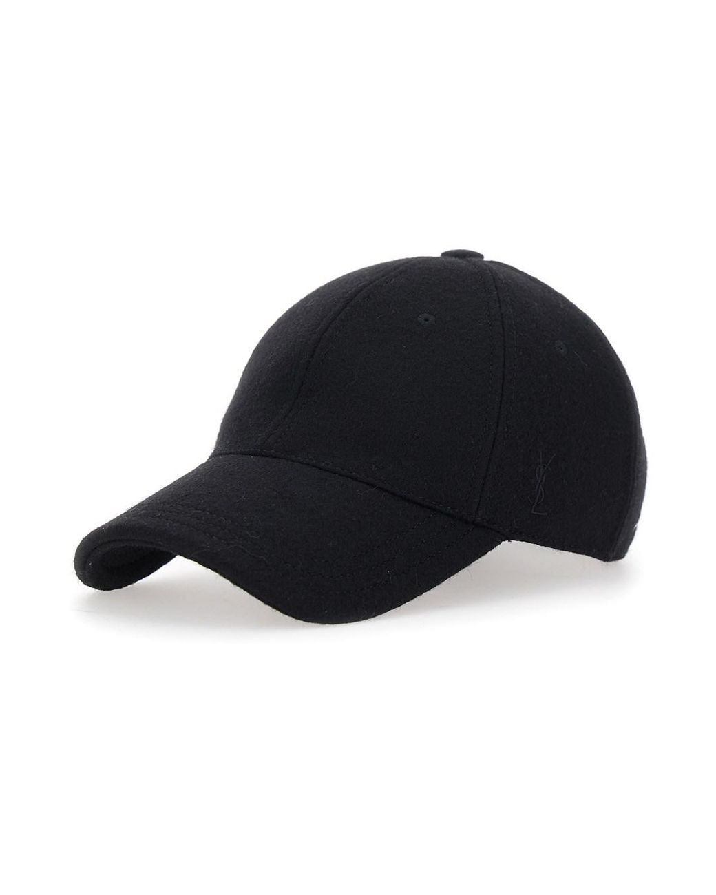 Saint Laurent Blue Wool Baseball Cap With Cassandre Embroidery Hat for men