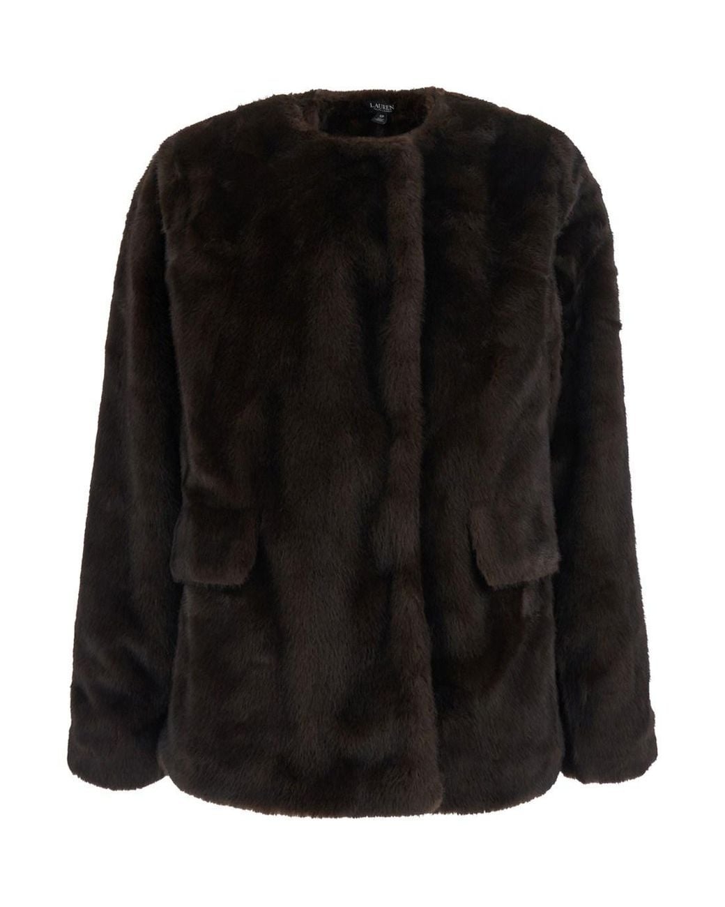 Ralph Lauren Black Fx Mnk Clss-Lined-Coat