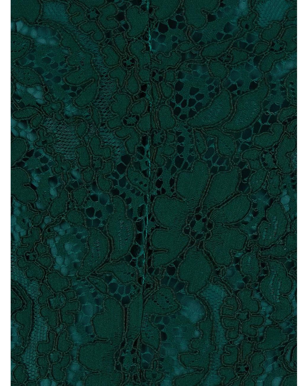 Le Plain Green Long Dress With All-Over Lace Embroidery
