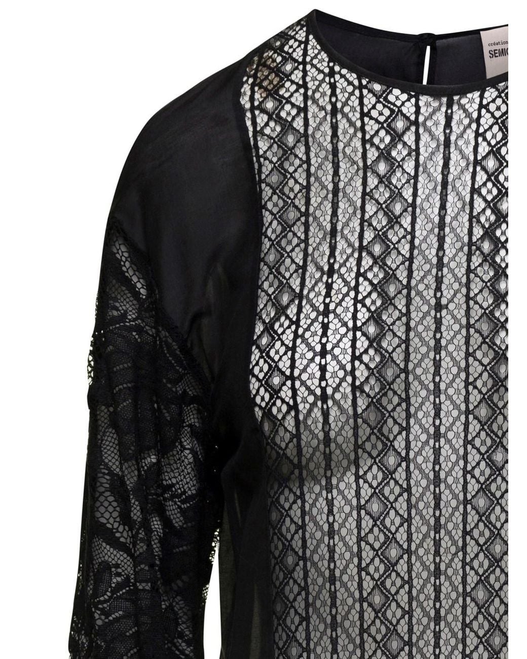 Semicouture Black Crew Neck Blouse