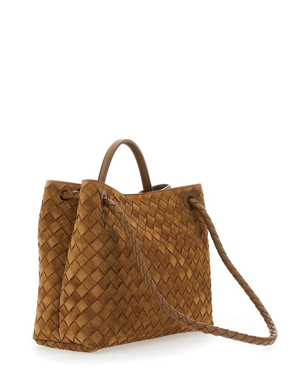 Bottega Veneta Brown Andiamo Intreccuato 15 Glove Suede Cachmere