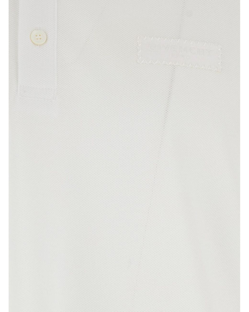 Givenchy White Polo Shirt With Chest Logo Patch for men