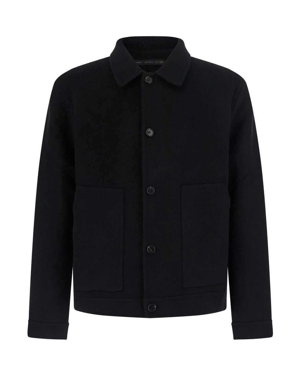 Low Brand Black Double Wool Jacket With High Collar And Pockets for men