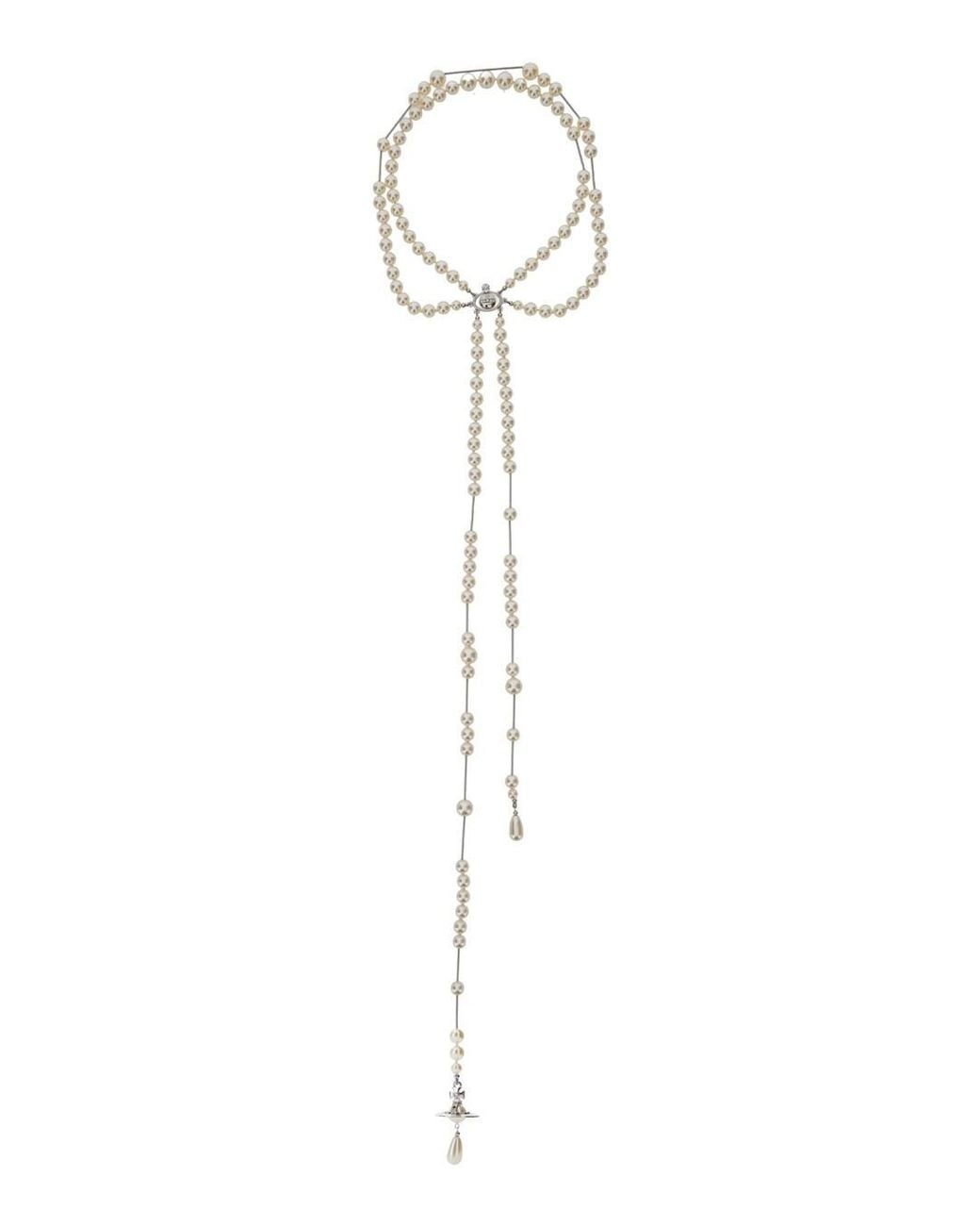 Vivienne Westwood White Necklace 'Broken Pearl'