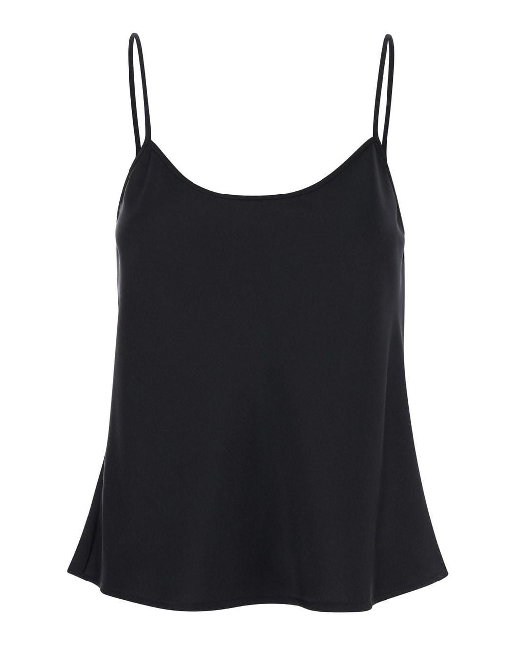 Le Plain Black Tank Top With U Neckline