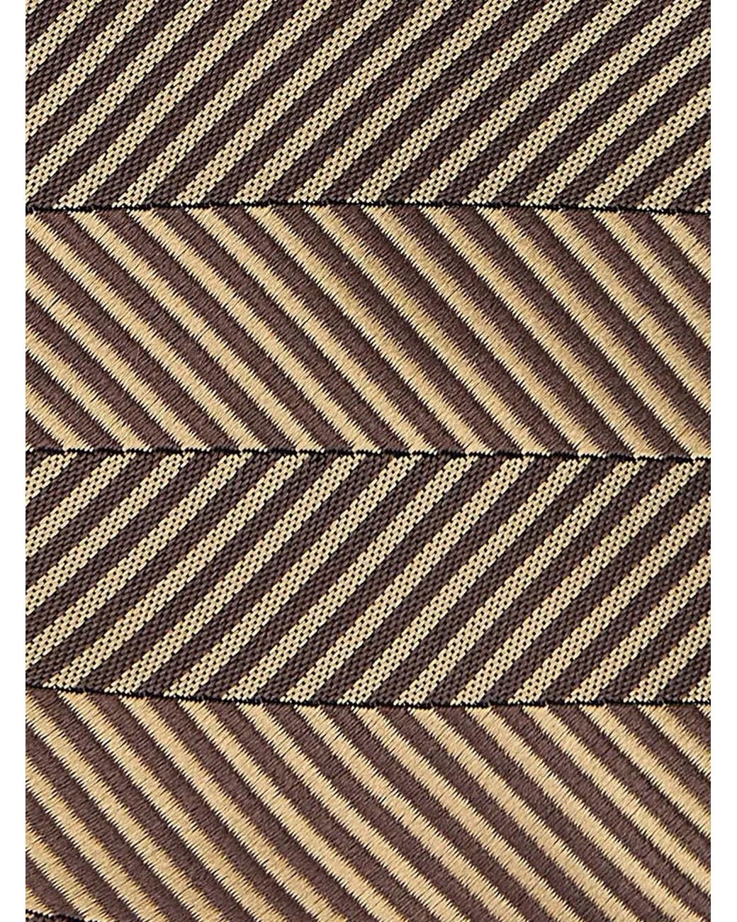 Brunello Cucinelli Brown Pocket Square With Chevron Motif And Geometric Print for men