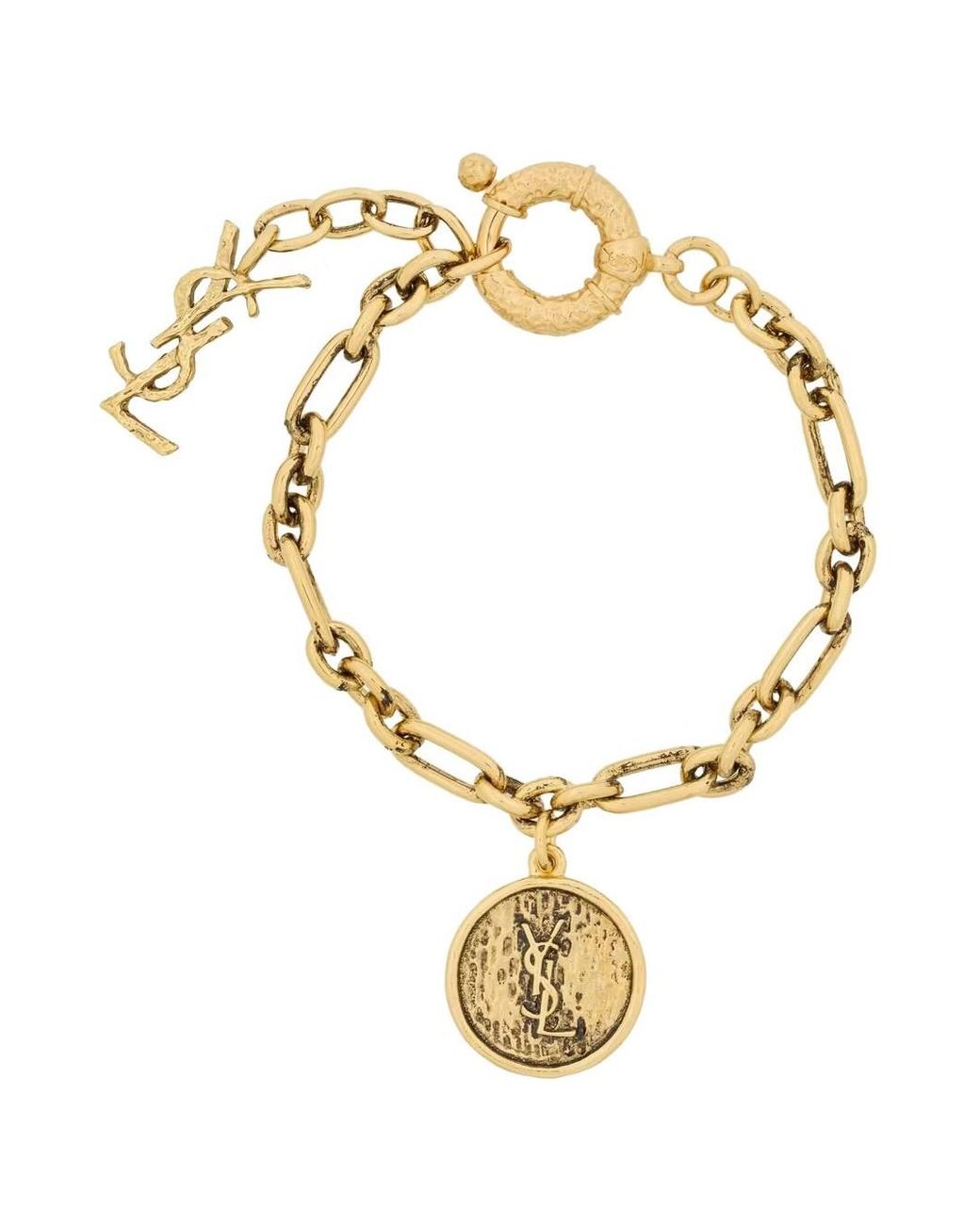 Saint Laurent Metallic Chain Bracelet Brass Bracelets