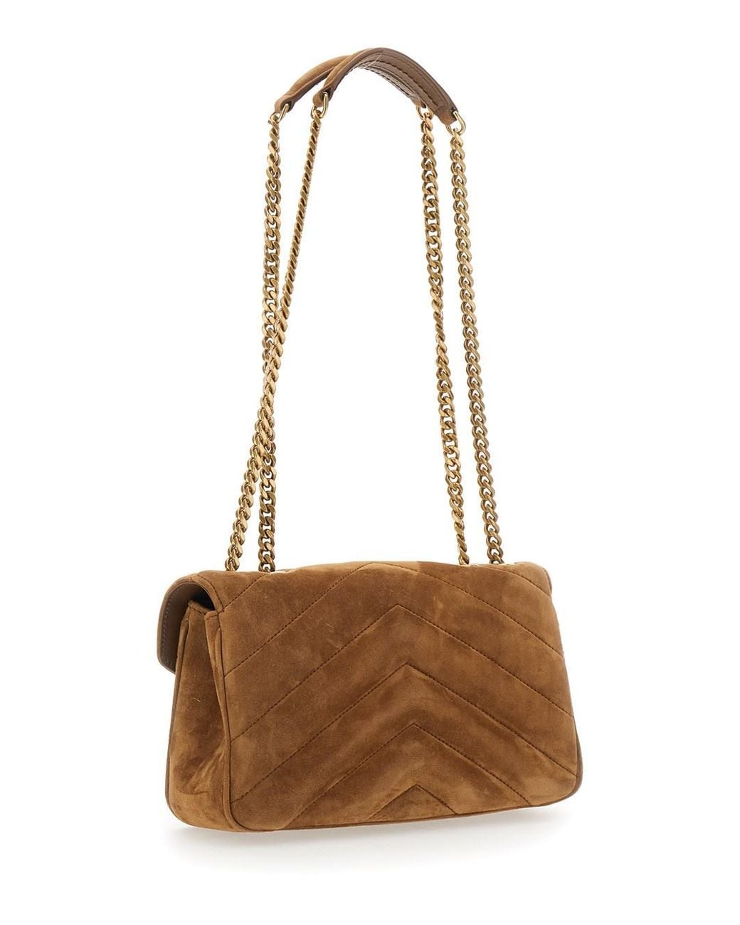Saint Laurent Brown Small Loulou Chain Bag 7 Suede Satin Calf
