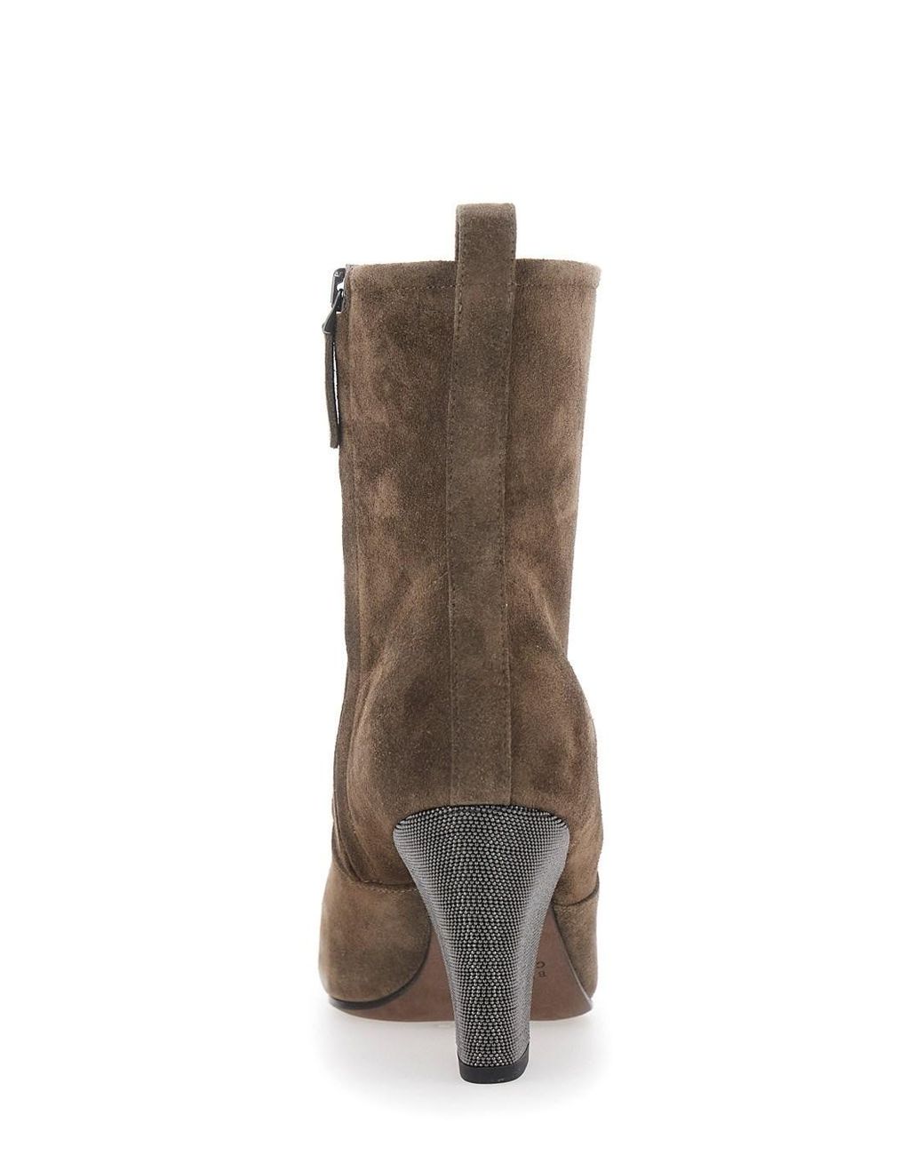 Brunello Cucinelli Brown Pair Of Mini Heel Ankle Boots