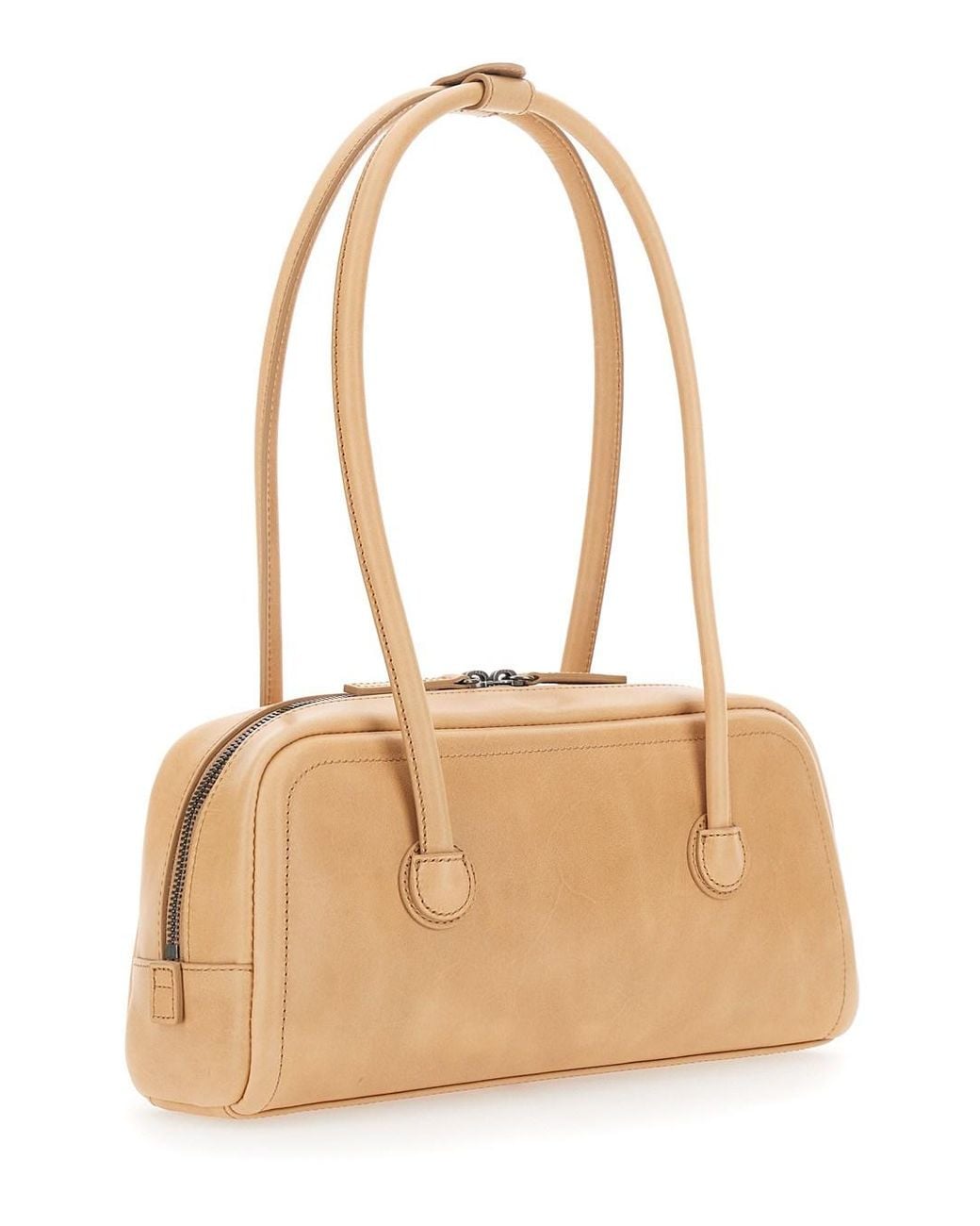 MARGE SHERWOOD Natural Shoulder Bag 'Soft Boston Ew' With Elegant Leather