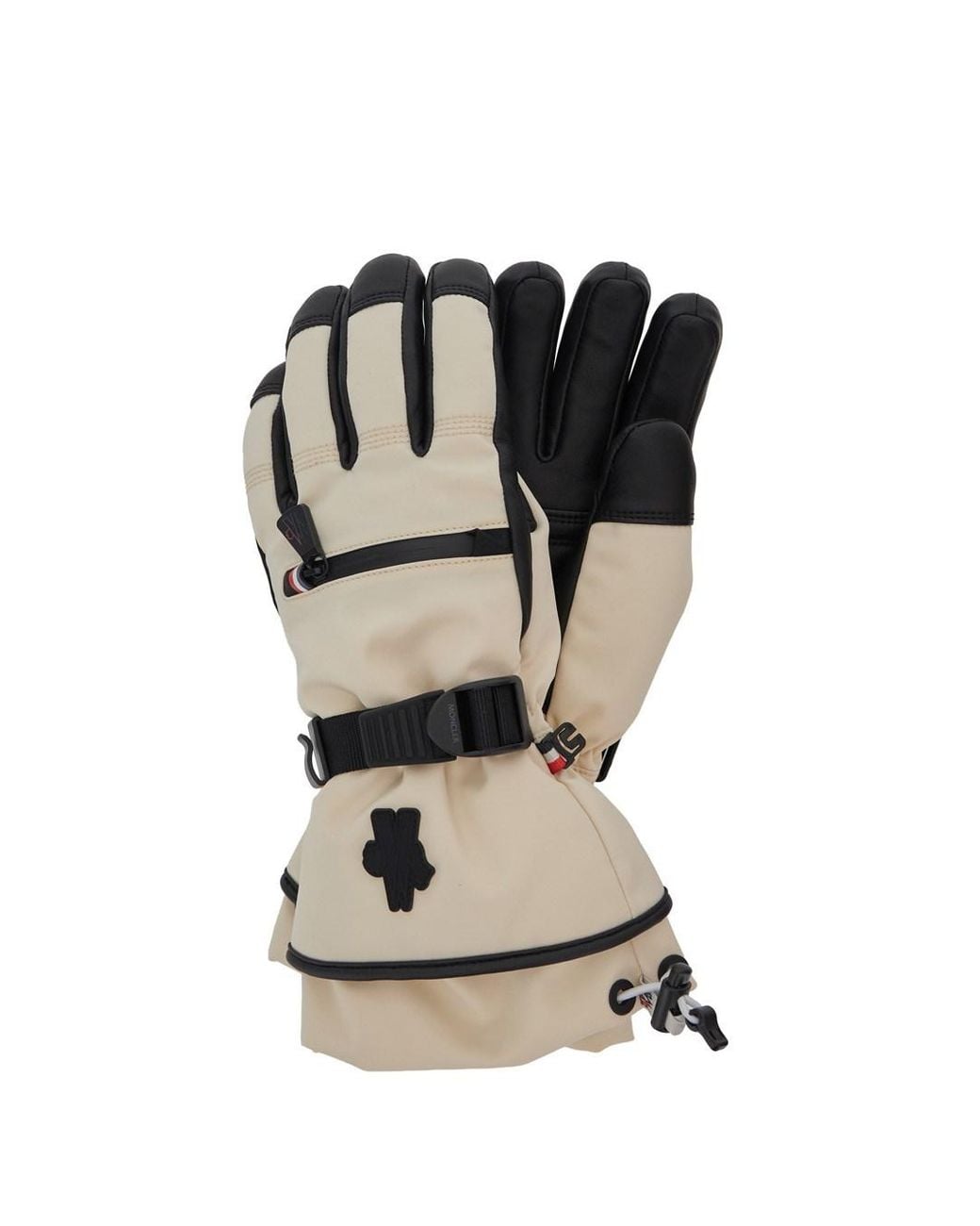 Moncler Black Gloves With Logo Lettering On The Front And Adj