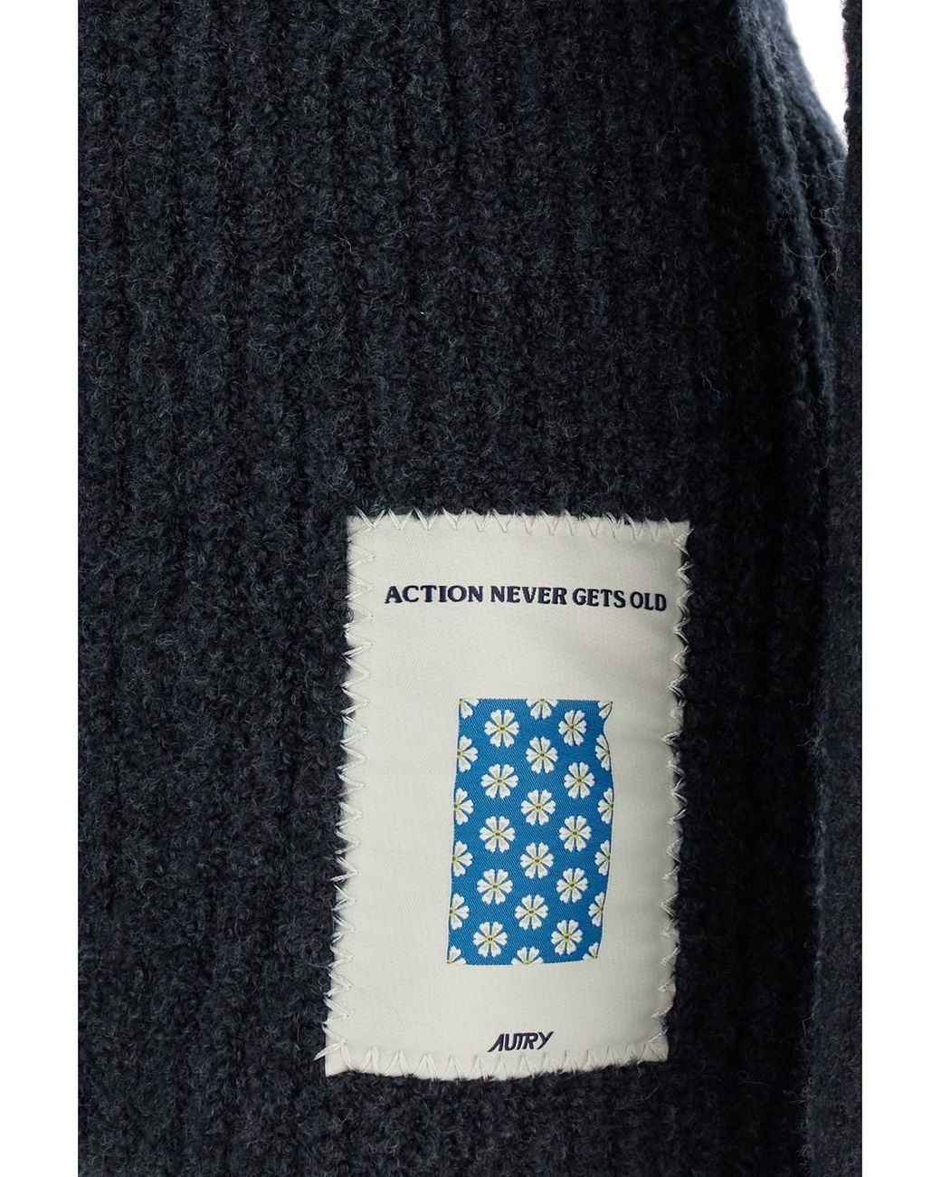 Autry Blue Crewneck Sweater With Logo Patch for men