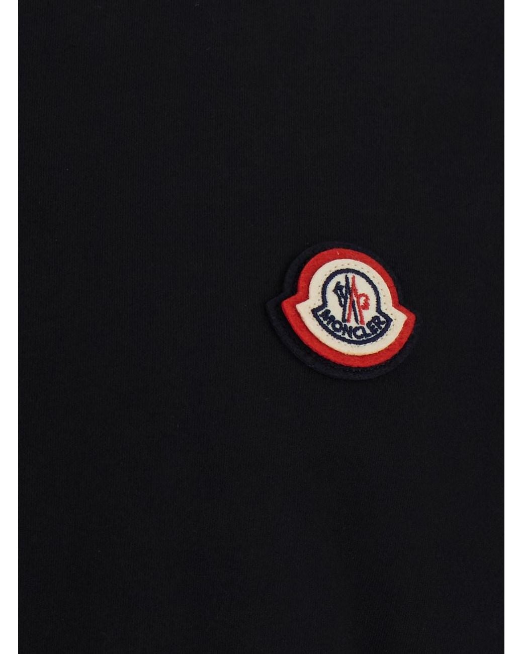 Moncler Black Crewneck T-Shirt With Front Logo Patch for men