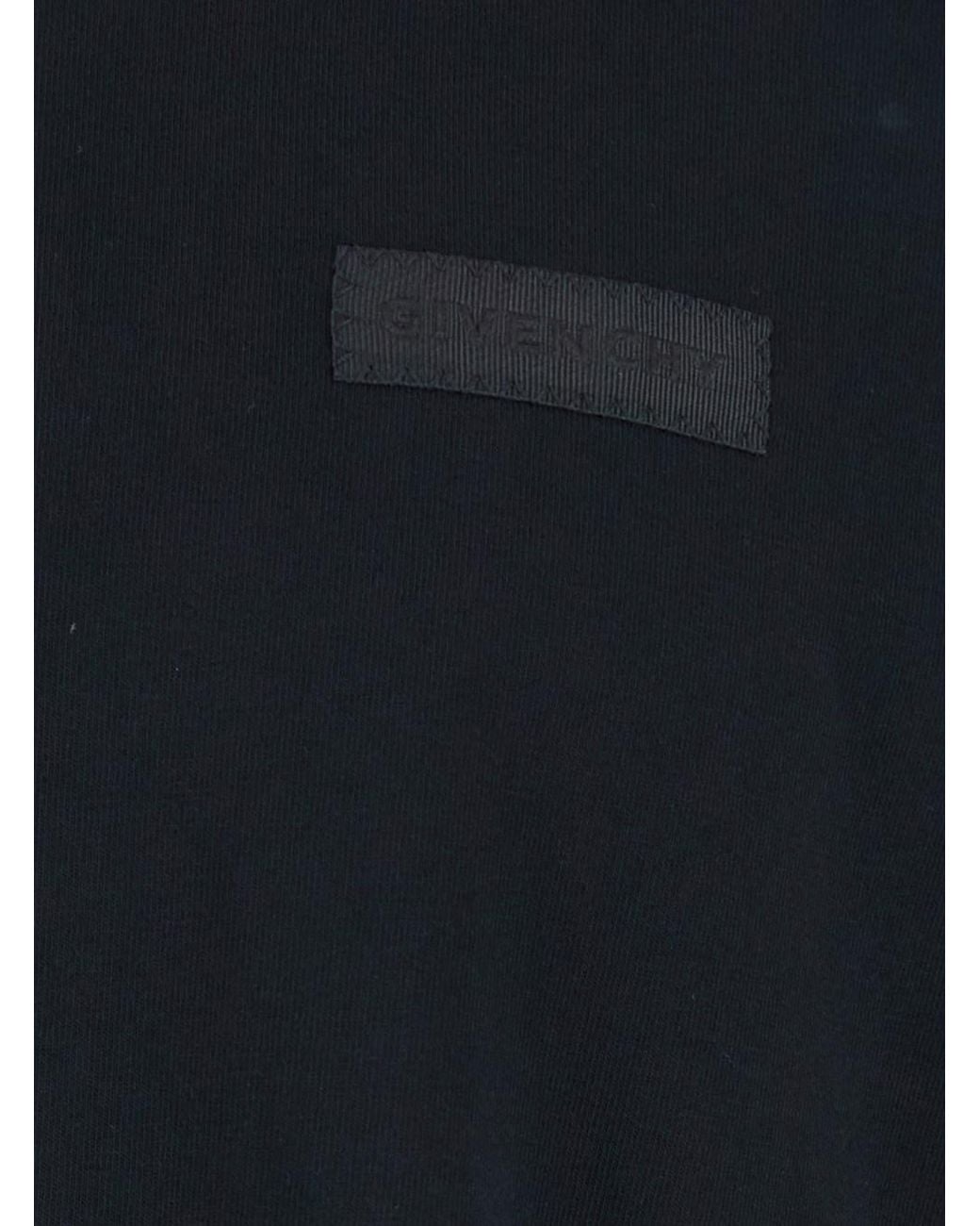 Givenchy Black Crewneck T-Shirt With Logo Patch On The Front for men