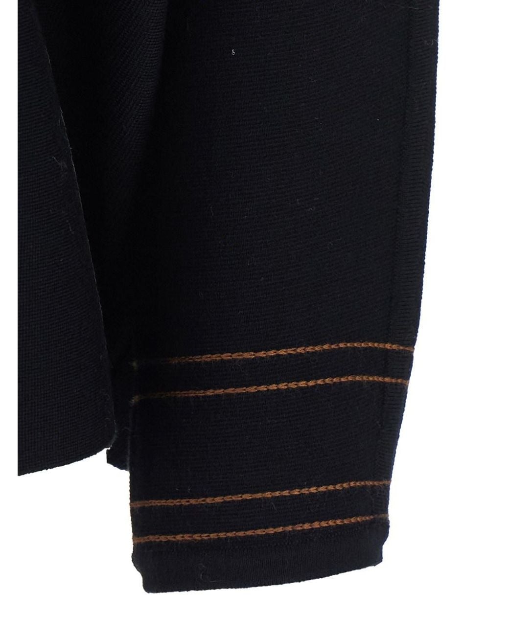 Max Mara Black Long-Sleeve V-Neck Top Wool Tops