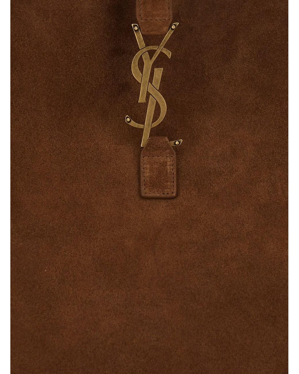 Saint Laurent Brown 'Bea' Shoulder Bag With Cassandre Plaque On The Front