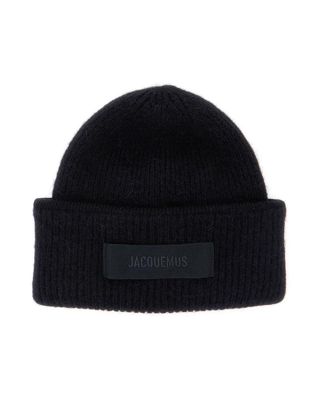 Jacquemus Black 'Le Bonnet Gros Grain' Beanie With Logo Patch On The Front