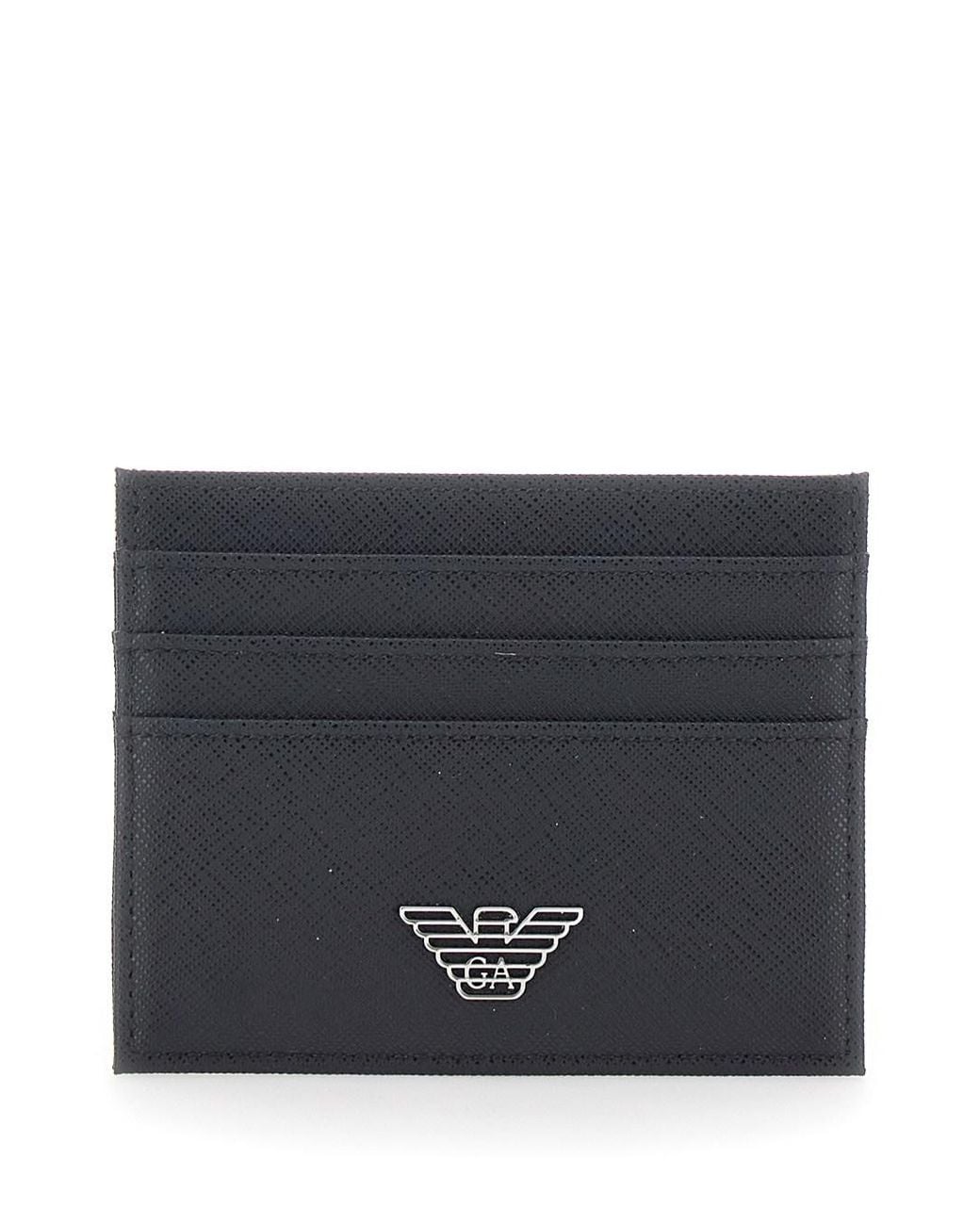 Emporio Armani Gray Cardholder With Metallic Logo On The Front for men