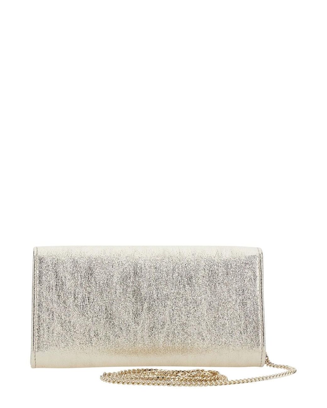 Jimmy Choo White Clutch Pouch Emmie Leather-Blend