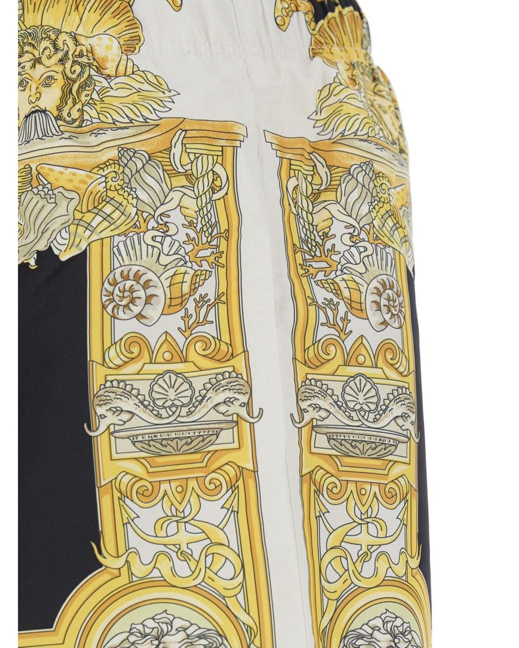 Versace Metallic Swim Shorts With Elastic Drawstring Waist And Coral Theatre Print for men