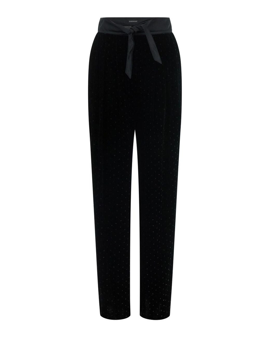 Emporio Armani Black Pants With Elasticated Waist, Knot And All-Over C