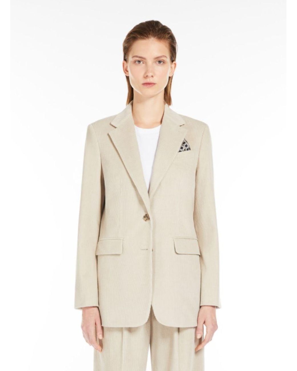 Max Mara Natural 'Kuban' Single-Breasted Jacket With Notched Revers