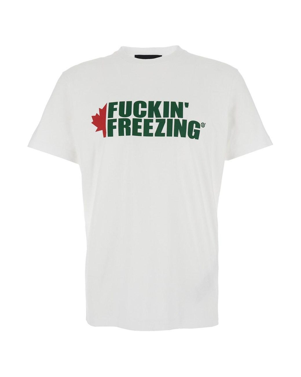 DSquared² White Crewneck T-Shirt With Print On The Front And Logo Lettering On The Rear for men
