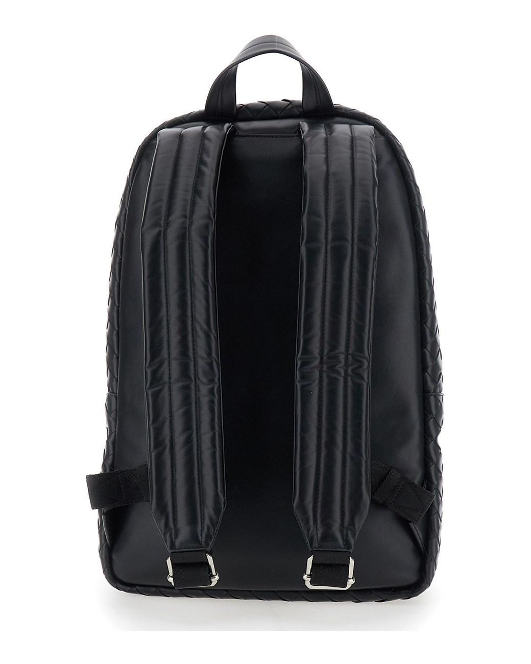Bottega Veneta Black Backpack With Adjustable Straps And Leather Intre for men