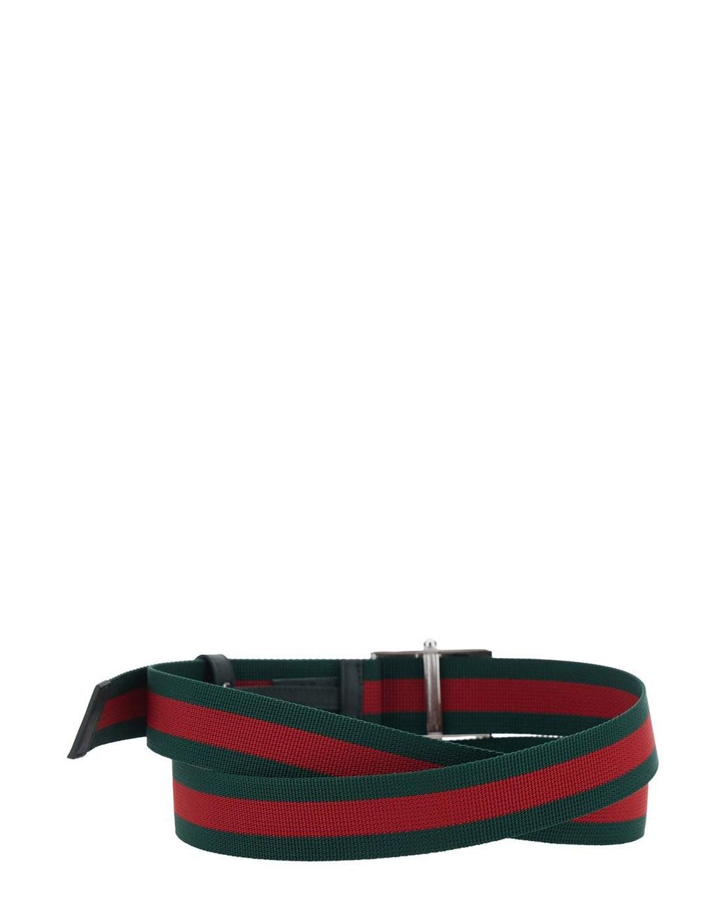 Gucci White Belt With Web Motif Canvas for men