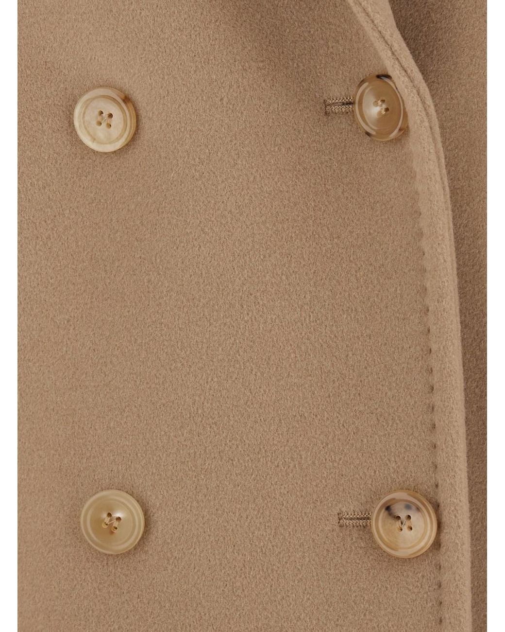 Max Mara Natural Coat Rebus Double-Breasted Wool