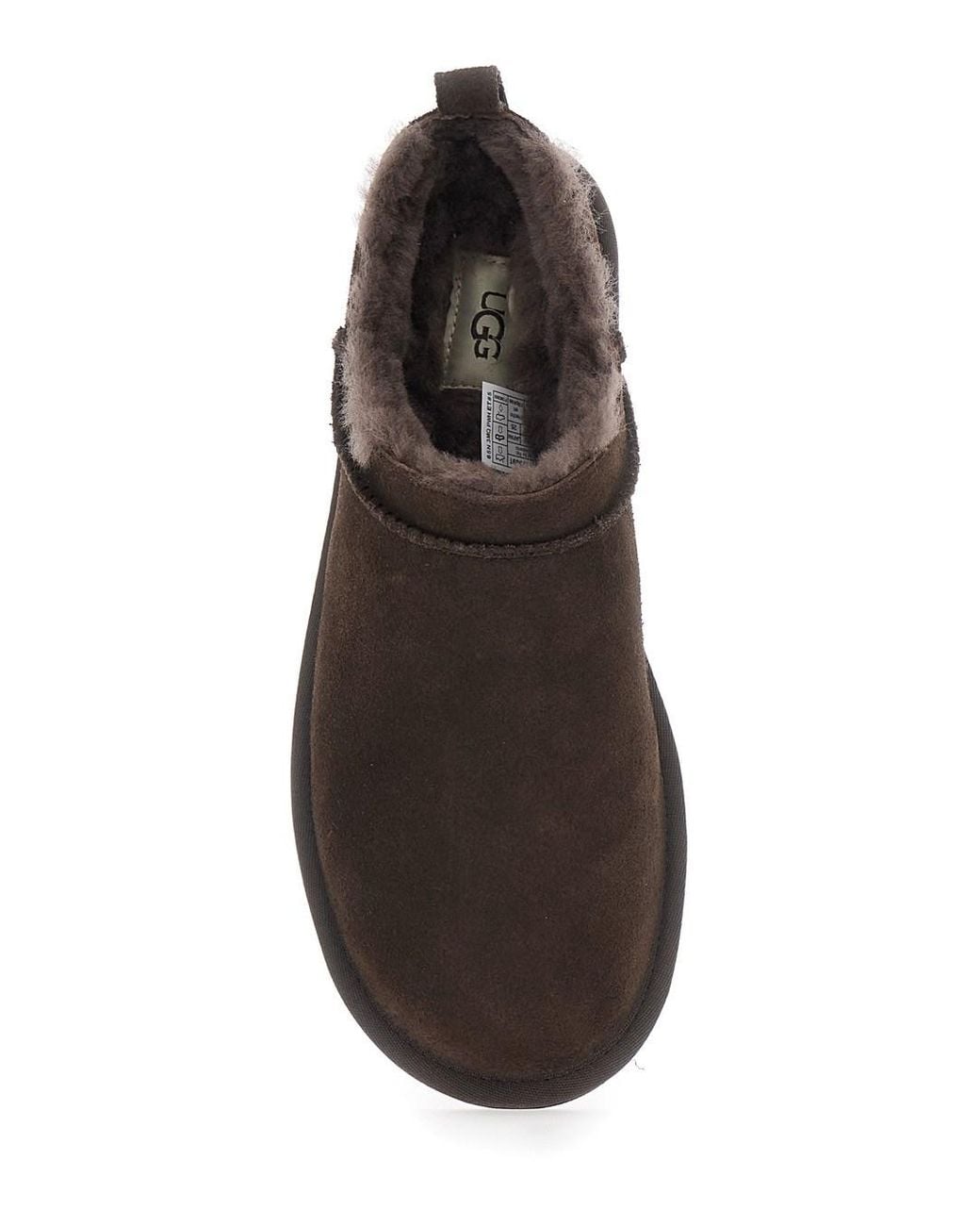 Ugg Brown 'Classic Micro' Ankle Boots With Logo Patch On The Back