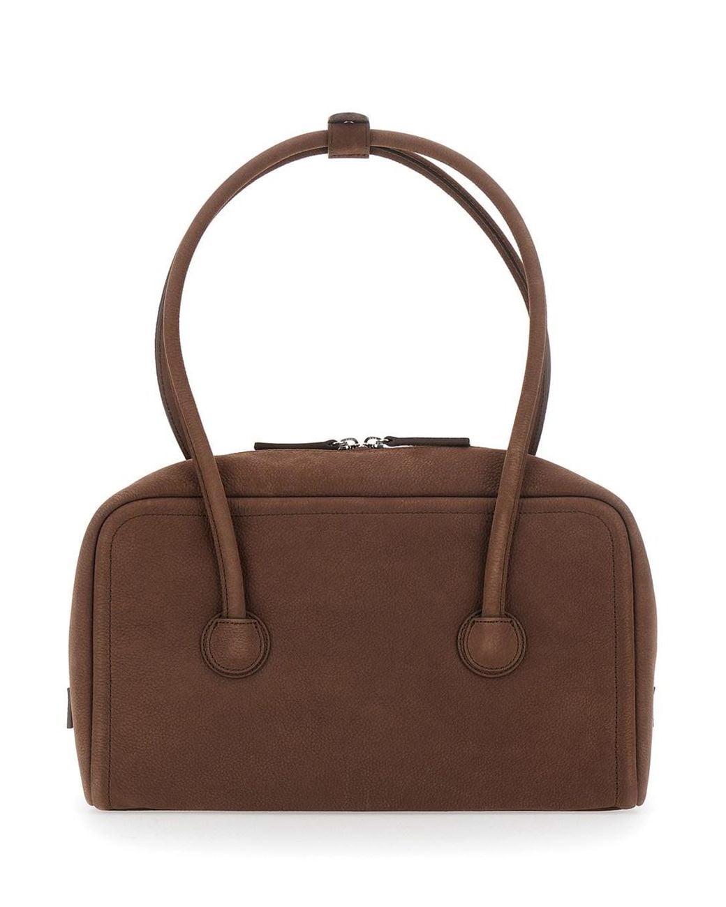 MARGE SHERWOOD Brown 'Soft Boston Small' Shoulder Bag With Two Top Hand