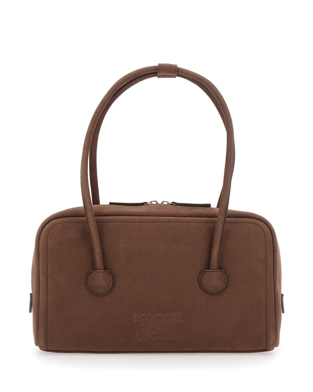 MARGE SHERWOOD Brown 'Soft Boston' Small Shoulder Bag With Two Top Hand