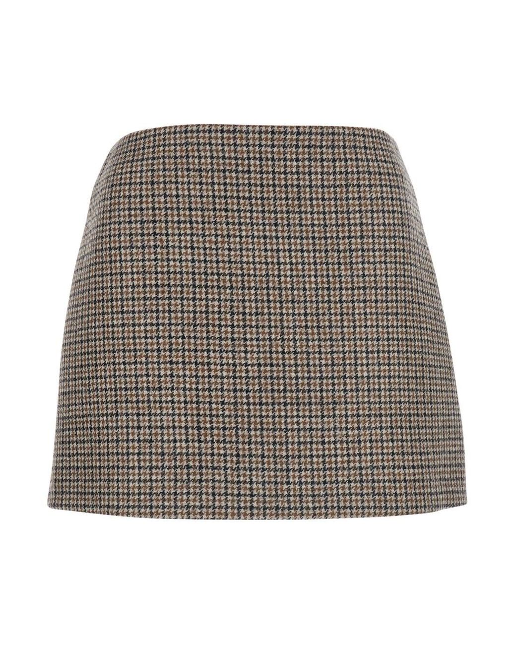 P.A.R.O.S.H. Gray Mini Skirt Check Wool