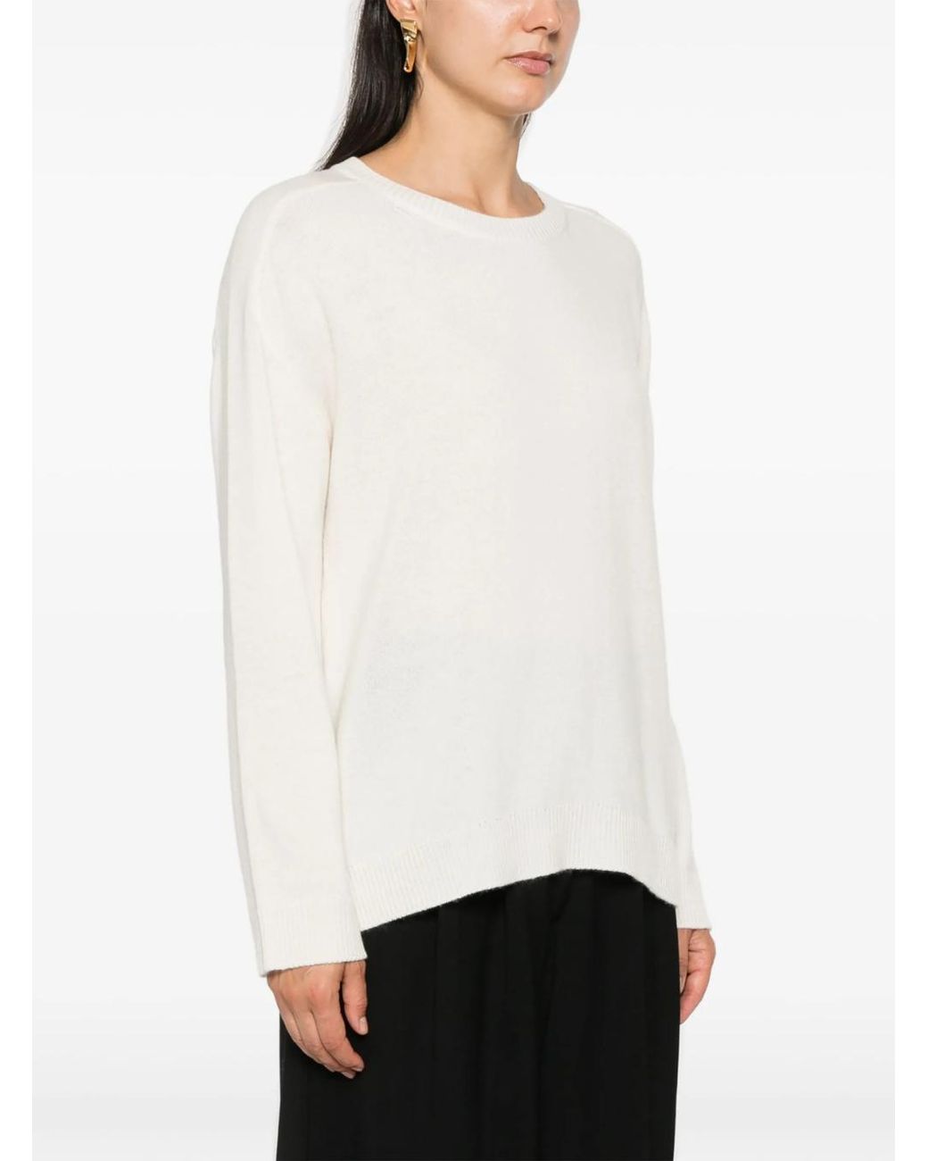 P.A.R.O.S.H. White Lightweight Knit Sweater With Relaxed Fit