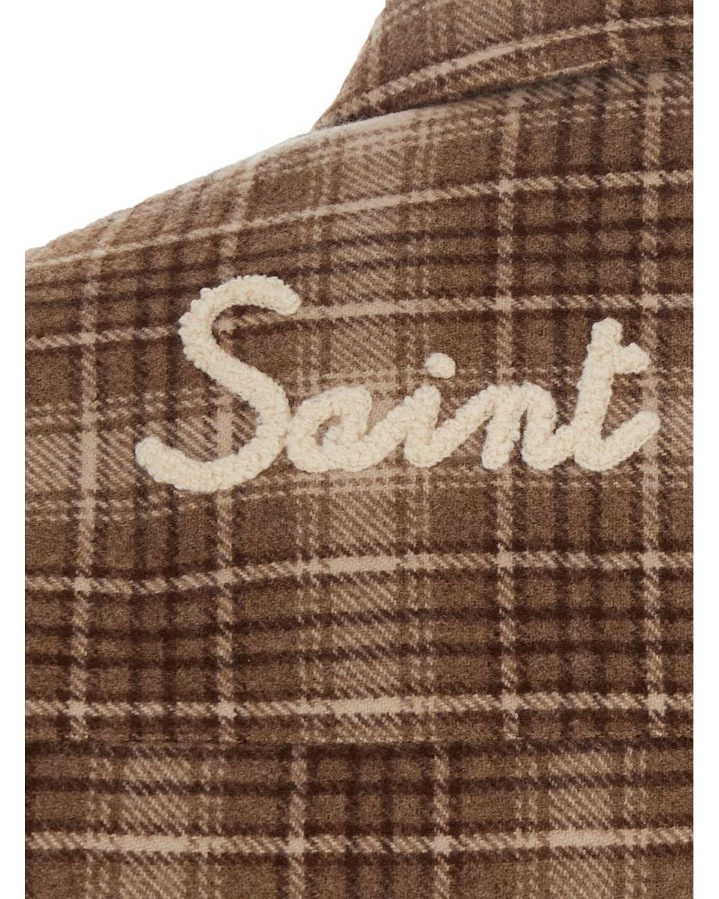 Mc2 Saint Barth Brown Tartan Flannel Plaid Button-Up Shirt With Classic Collar