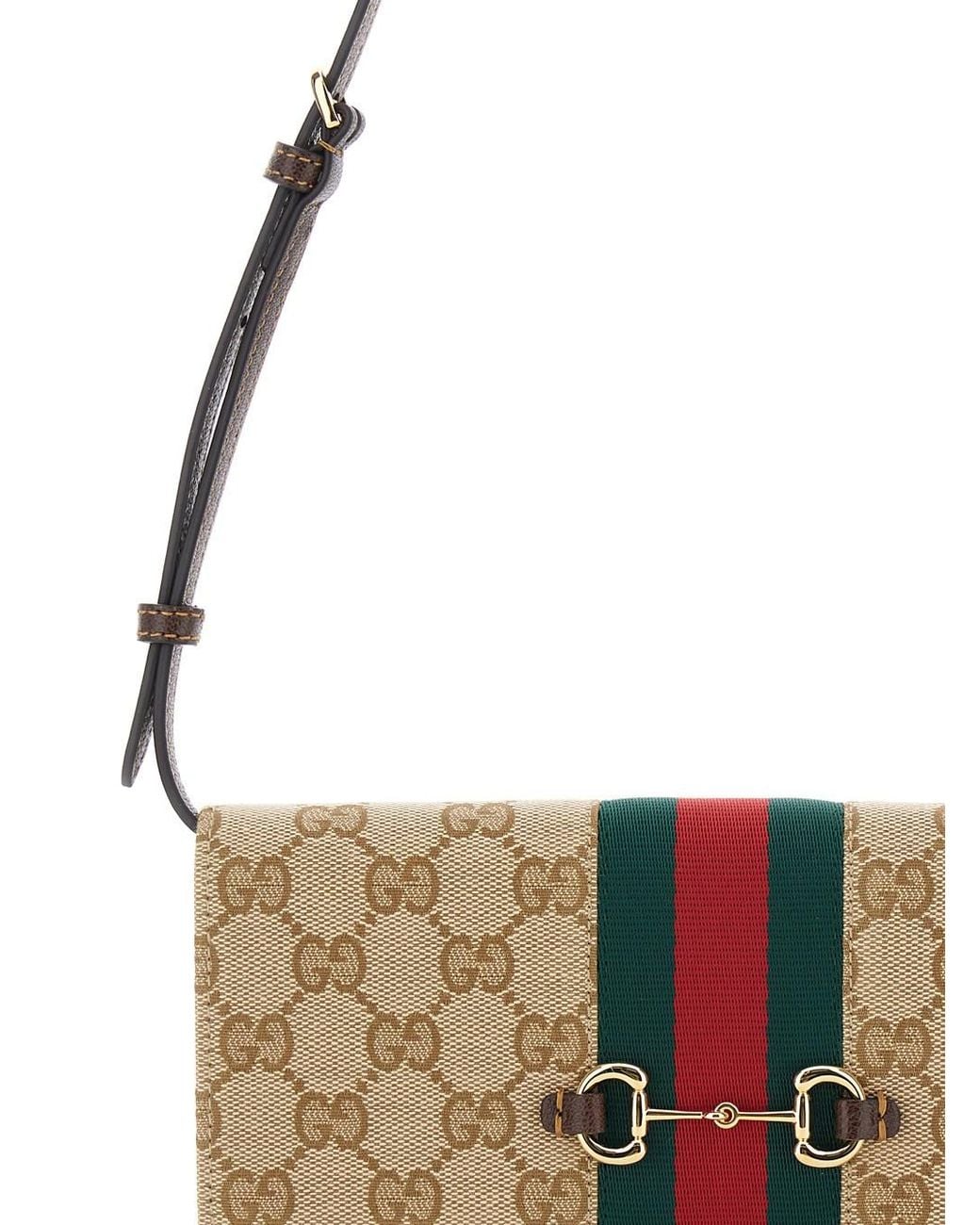 Gucci White Shoulder Bag With Web Stripe And Horsebit Plaque