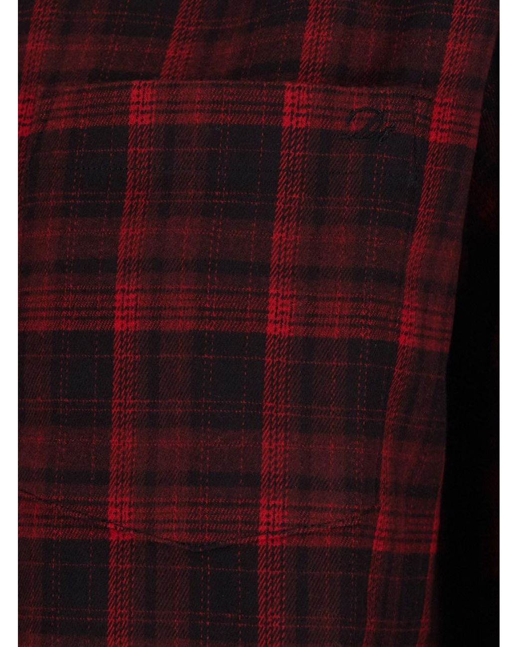 DUNST Purple Shirt With Button-Down Collar And All-Over Check Motif