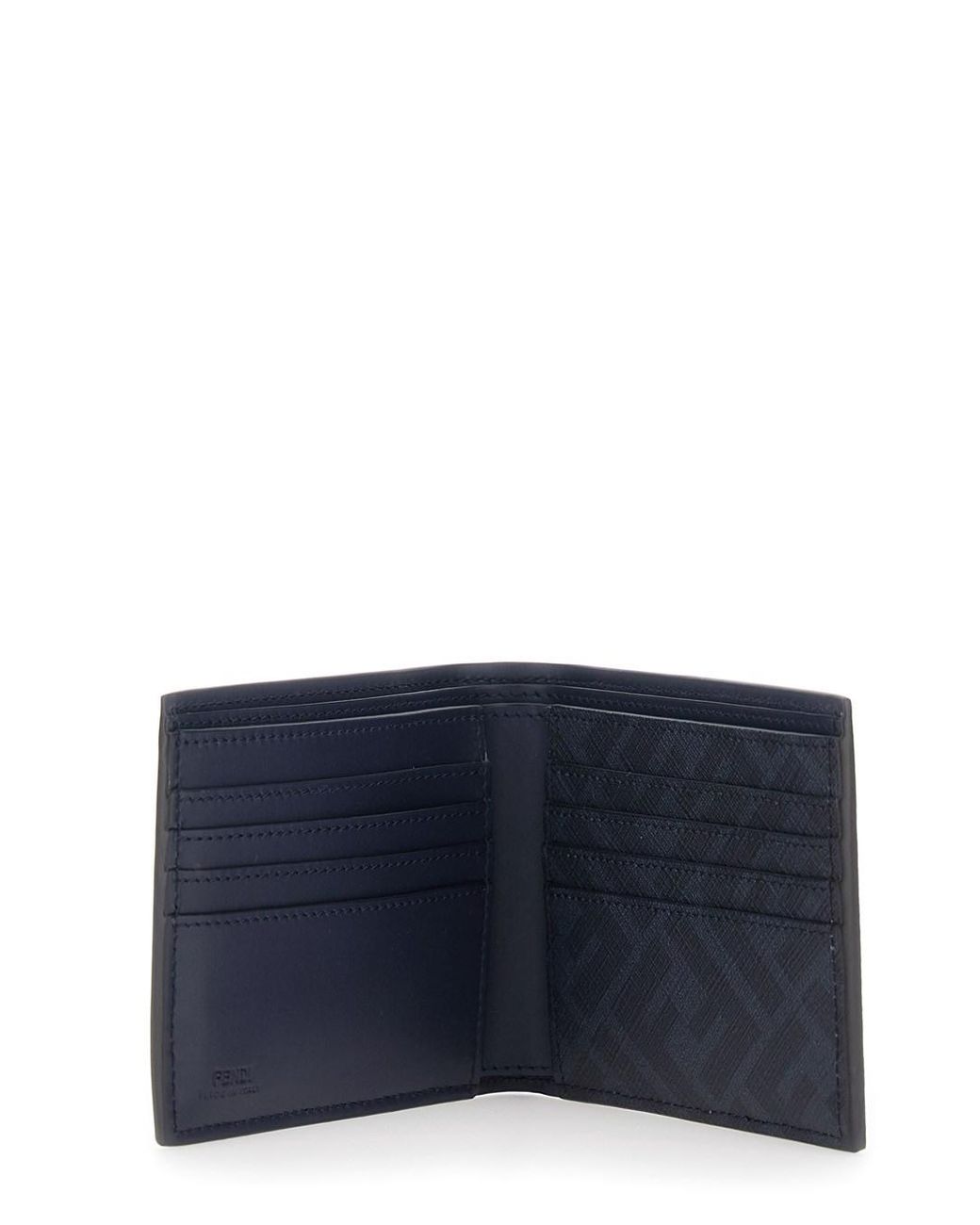 Fendi Blue Bi-Fold Wallet With Ff Plate On The Front for men