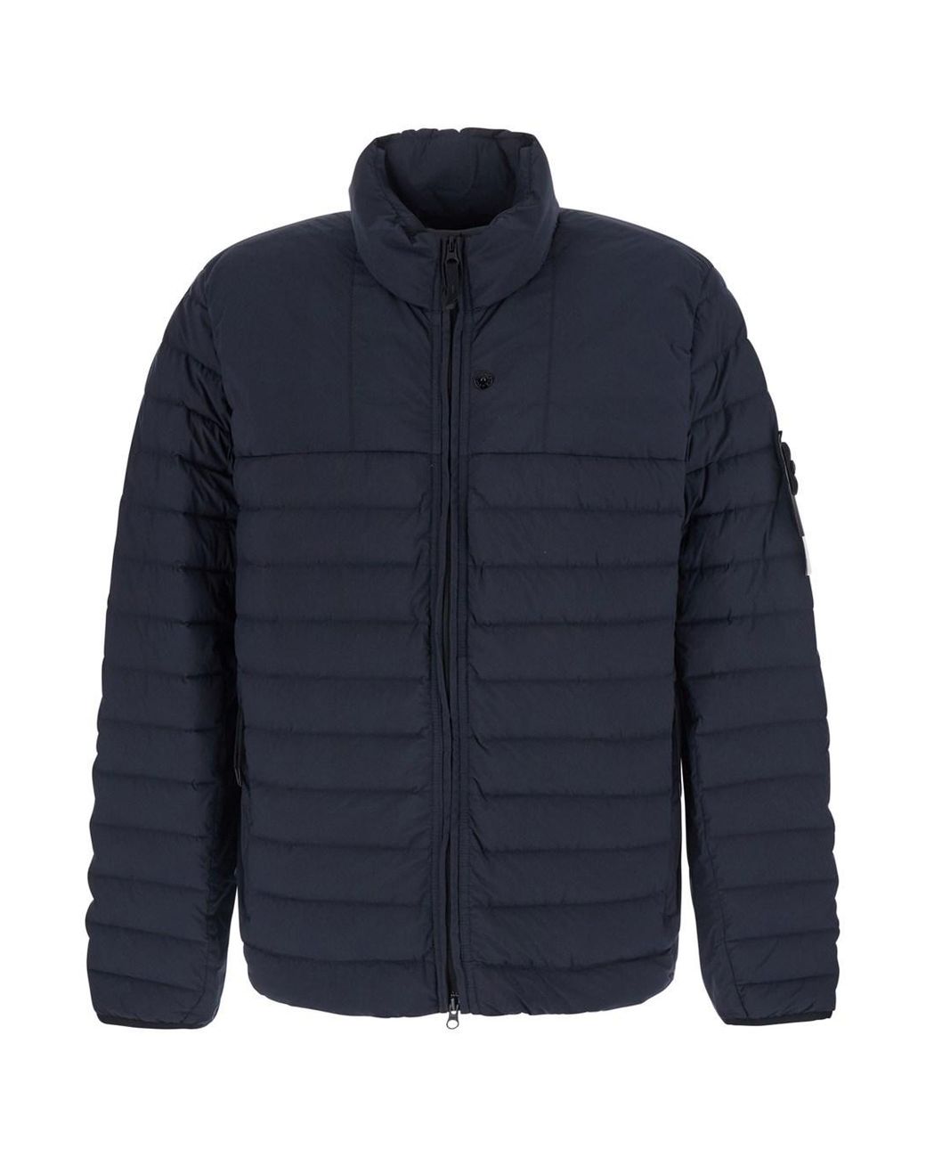 Stone Island Blue Down Jacket High Collar Polyamide Padded for men