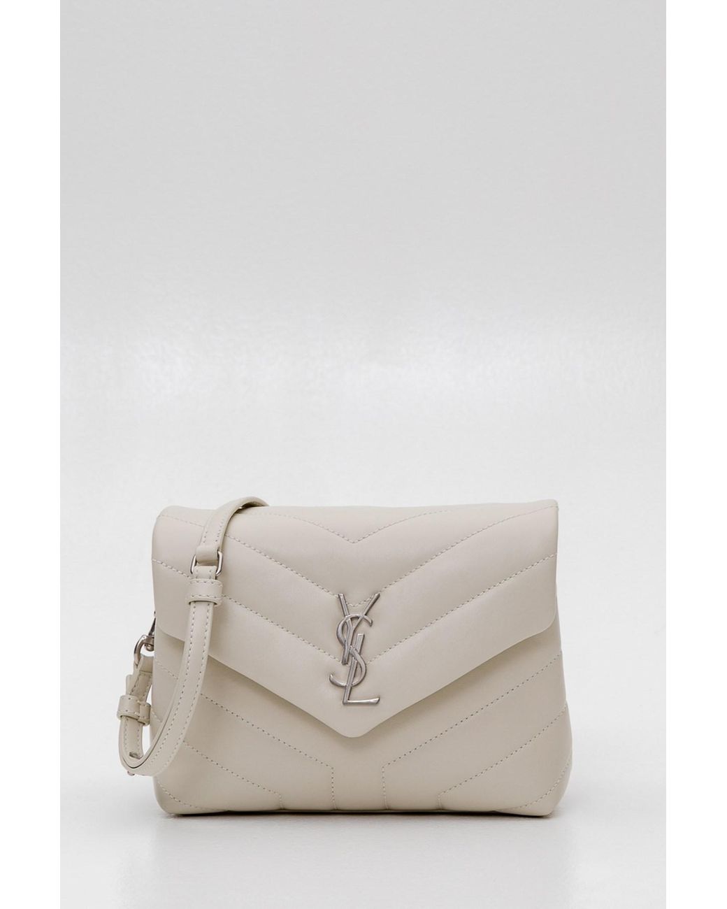 Loulou Toy Leather Shoulder Bag in White - Saint Laurent