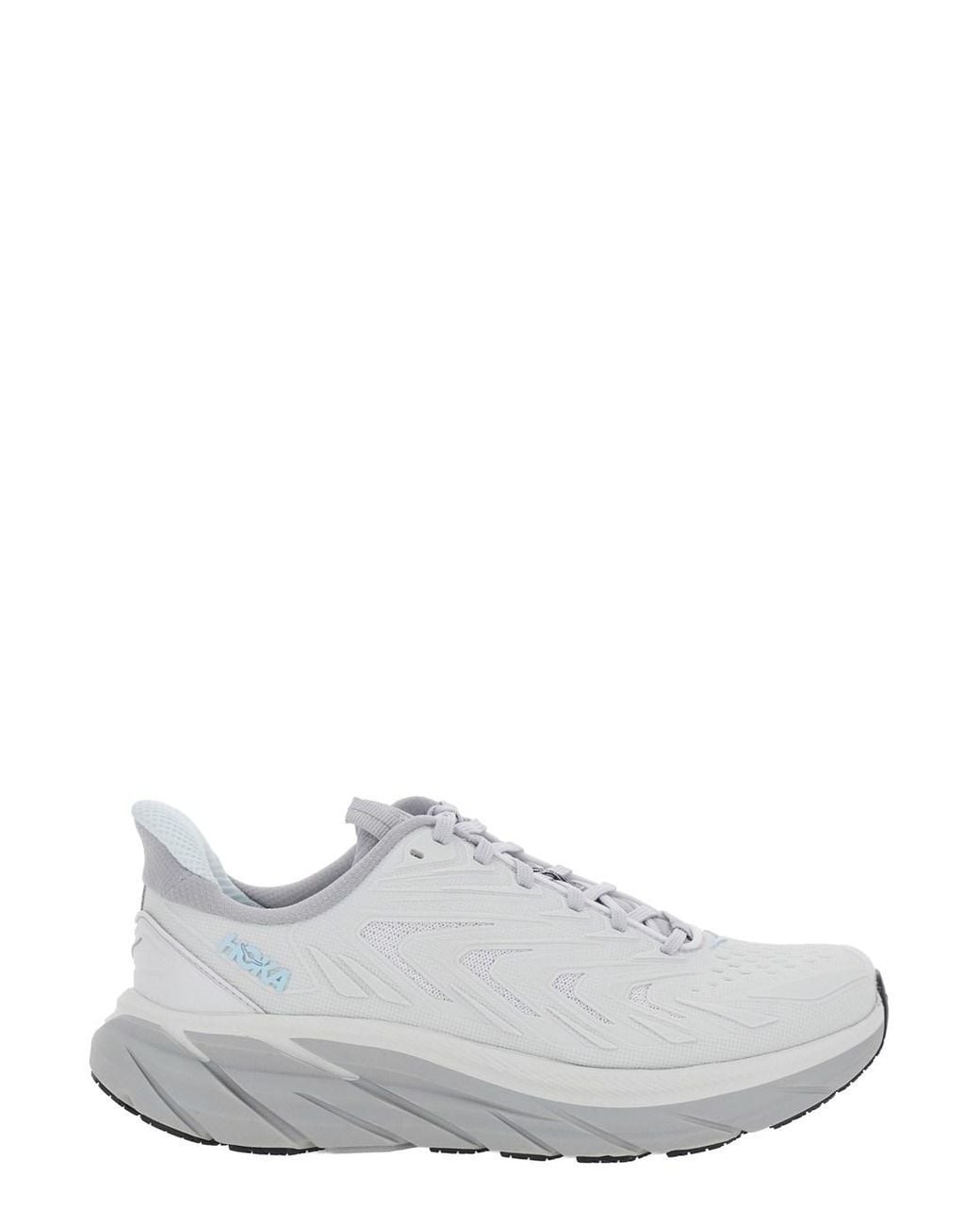 Hoka One One White 'Clifton' Sneakers Low Top With Mesh Inserts And Lateral Lo
