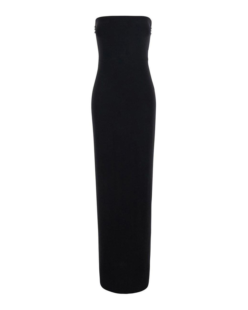 Norma Kamali Black Long Square-Neck Dress Polyester