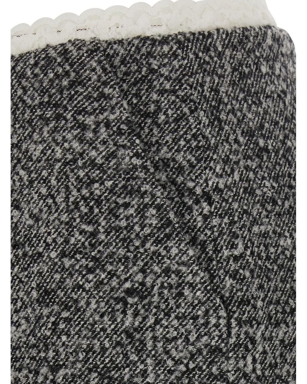 Markgong Gray Pencil Skirt With Front Bow And Striped Motif Hem