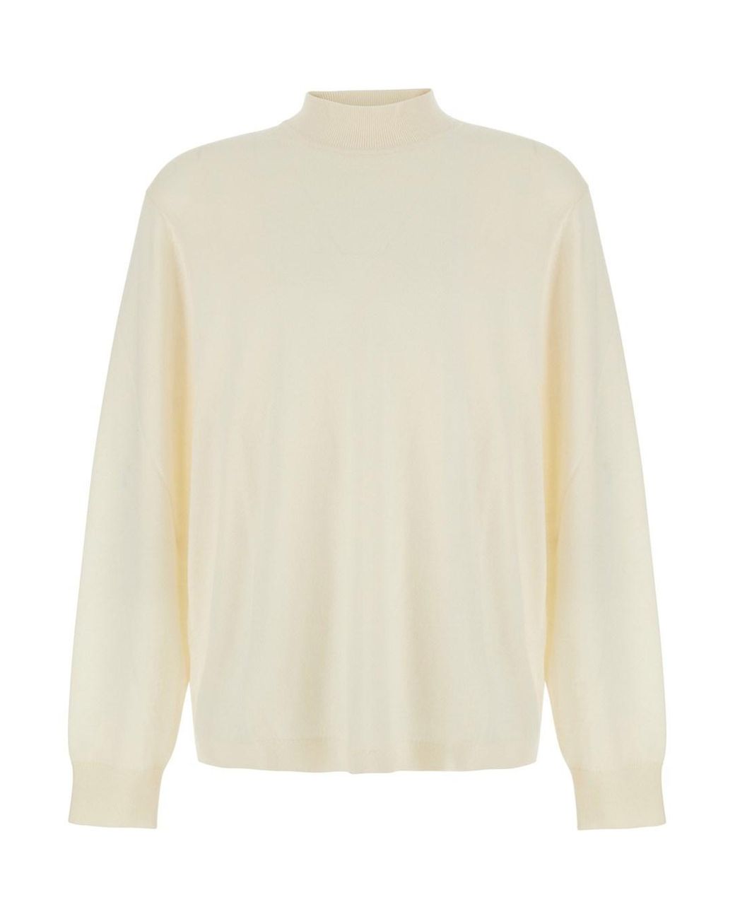 Calvin Klein White Merino Turtleneck Sweater Wool Tops for men