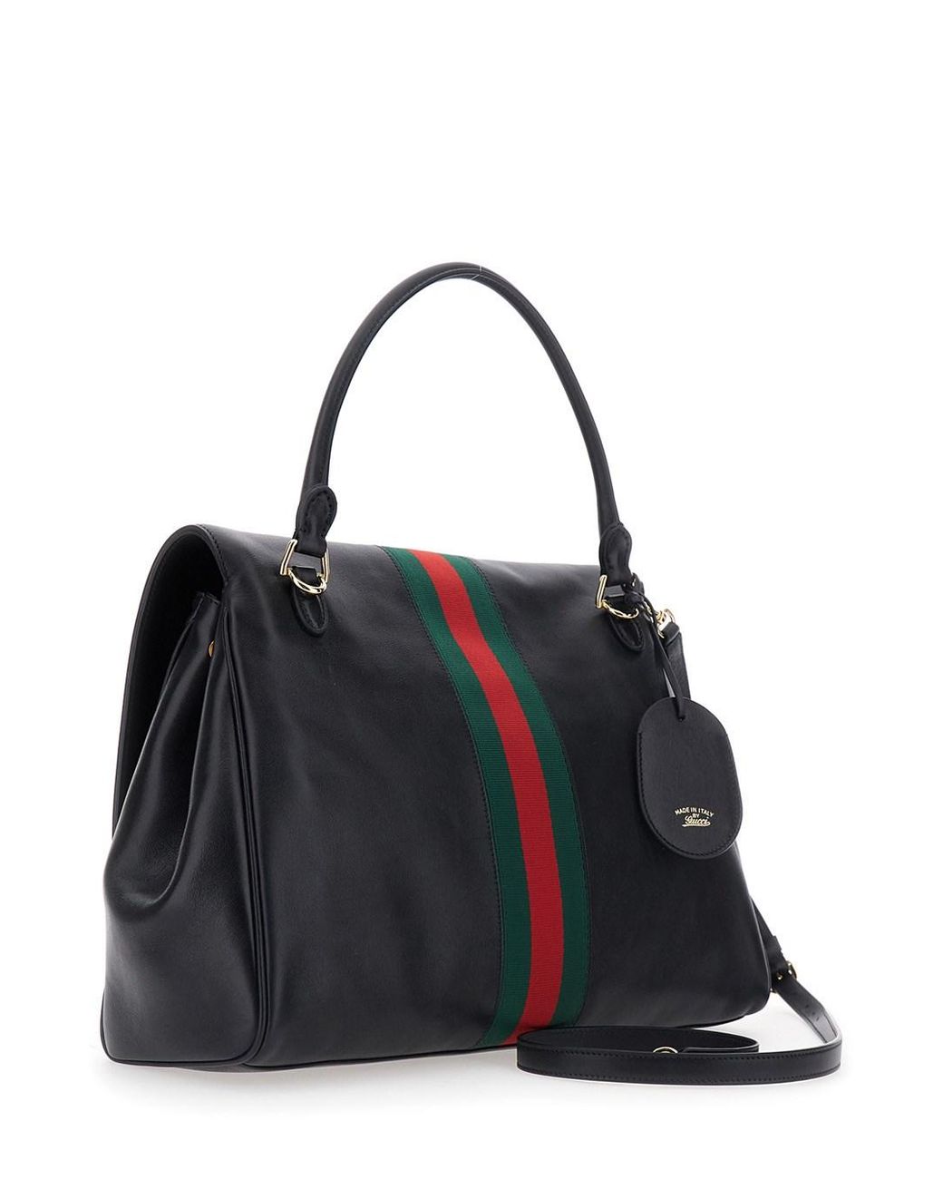 Gucci Black 'Paparazzo' Large Handbag With Horsebit And Web Stripe On