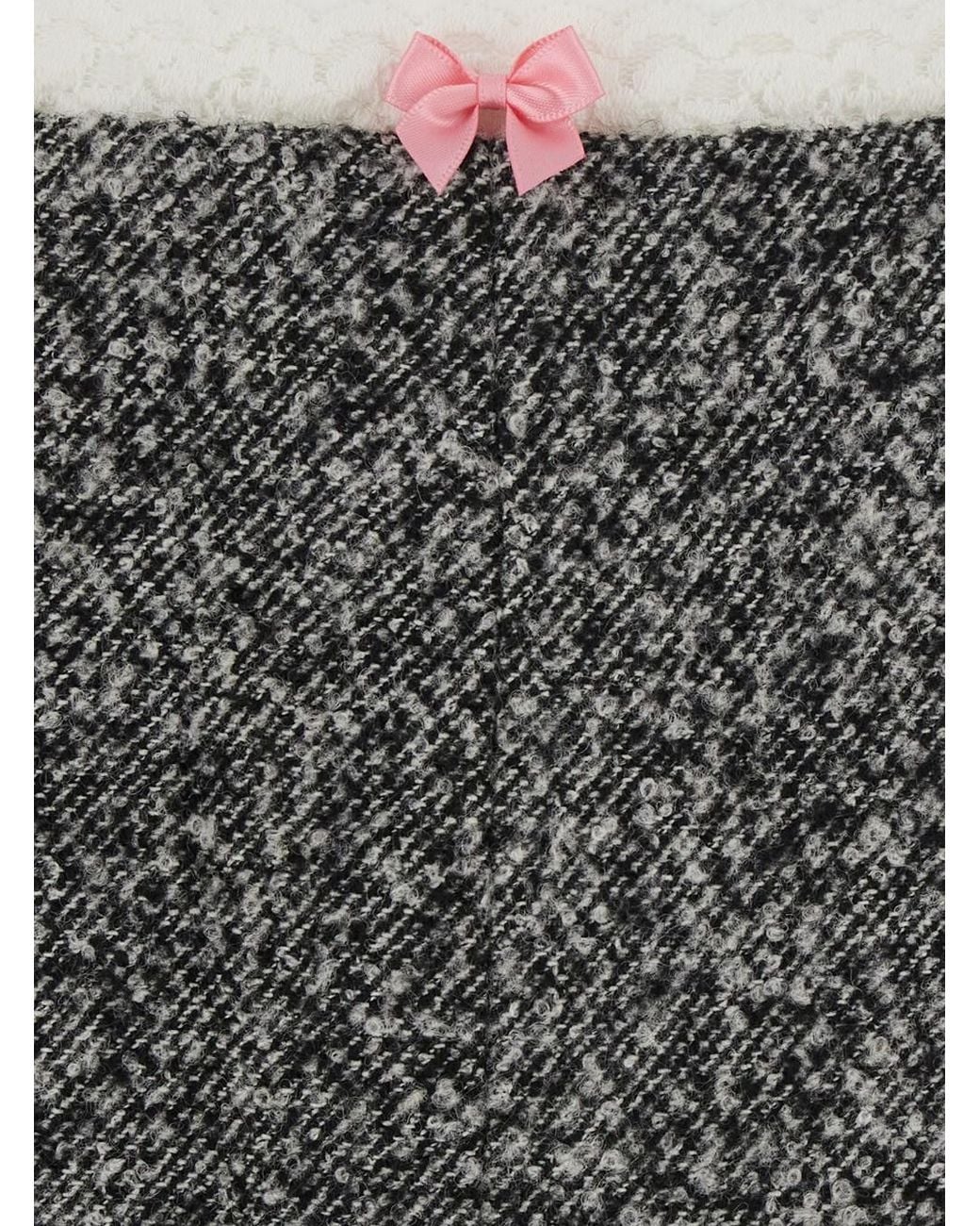 Markgong Gray Pencil Skirt With Front Bow And Striped Motif Hem