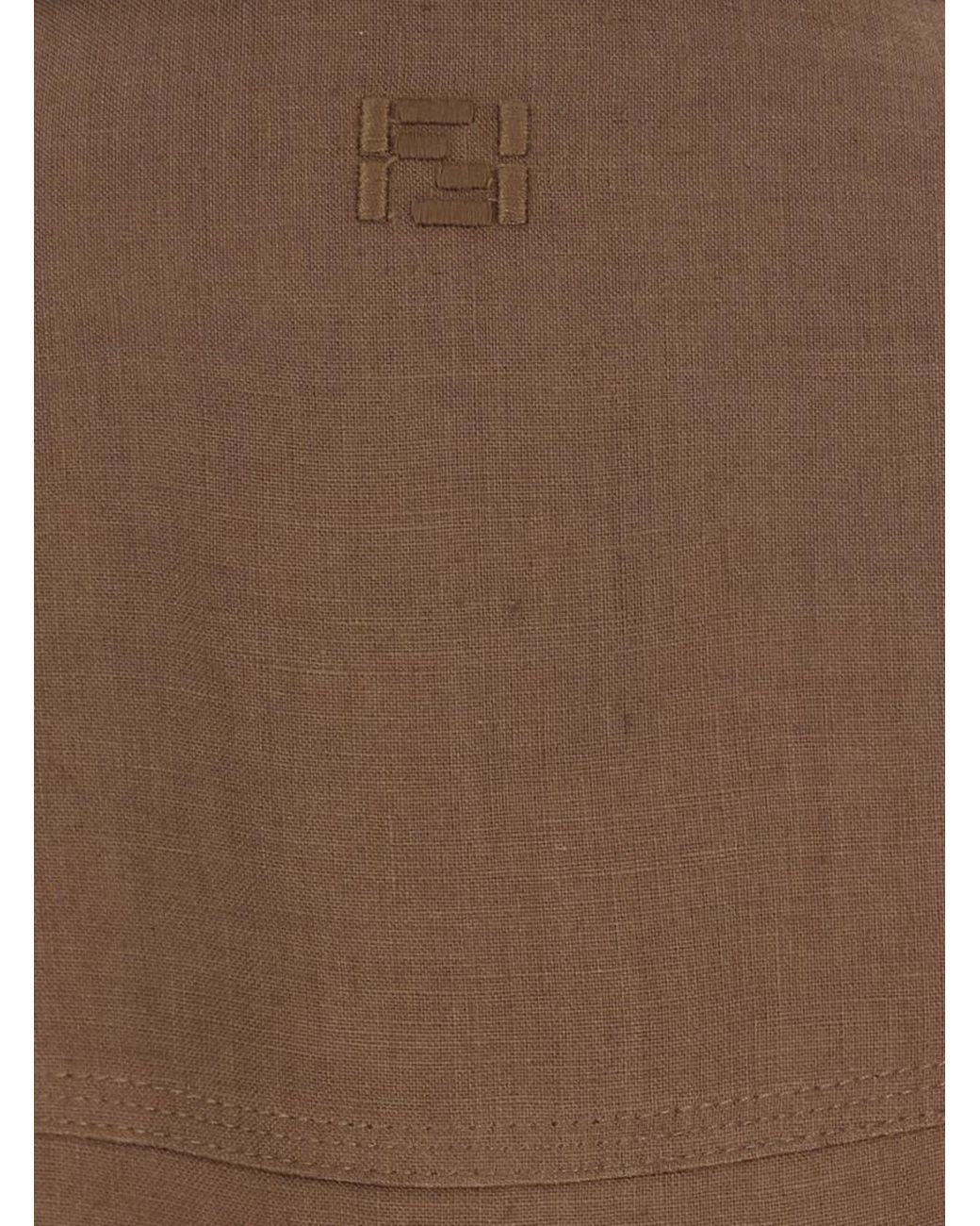 Fendi Brown Jacket With Classic Collar And Four Patch Pockets On The Front for men