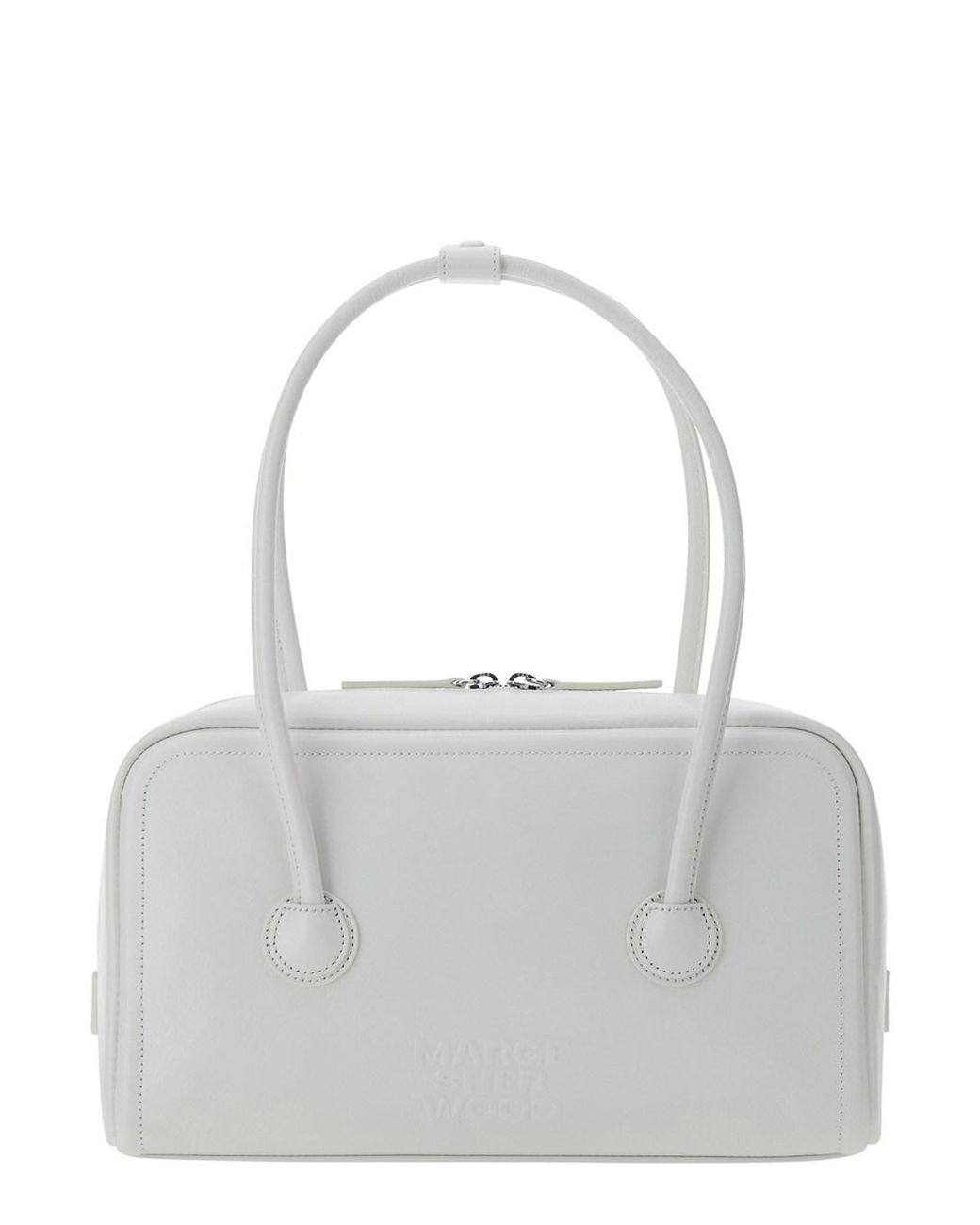 MARGE SHERWOOD Gray 'Soft Boston' Small Shoulder Bag With Logo Letteri